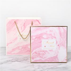 Luxury Birthday Gift Packaging Cardboard Cosmetic Packaging Box Marble Grain Customized Gift Box With Bag