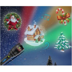 Christmas Indoor Super Bright LED Flashlight , Handheld Projector Black Blue