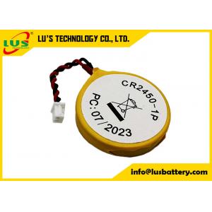 Hi-Capacity Equivalent Of IEC CR2450 CMOS Battery CR 2450 BIOS Button Cell With Cable And Connector For PCB