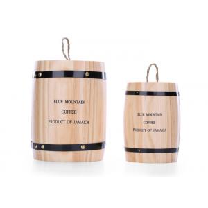 China Pine Wood Coffee Packaging Box , Mini Wooden Tea / Coffee Storage Barrel With Lid supplier