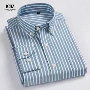 Embroidery Business Vintage Oxford 100% Cotton Working Silk Shirt Print Dress for Men