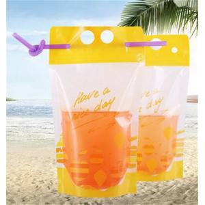 Take away customized drinking bag clear plastic zipper pouch