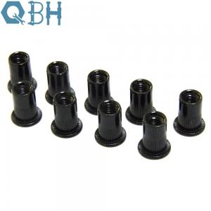 China QBH Carbon Steel Black Rivet Nuts with Flat Head Knurled Body supplier