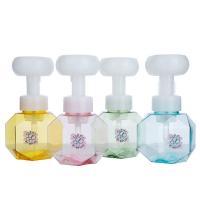 China 200ml Foam Pump Bottle Diamond Cut With Elegant White Soap Dispenser Pump Head on sale