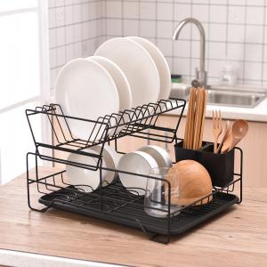 Double Layer 33cm Height Steel Kitchen Basket Rack Rustproof