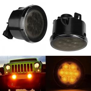 China Waterproof Firebug Amber LED Turn Signal Light Smoke Lens Front Grill headlight for Jeep Wrangler JK supplier