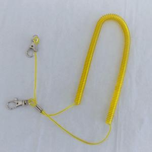 Fishing kayaks boats 3m wire coil lanyard for rod tackle leash spiral cord yellow color
