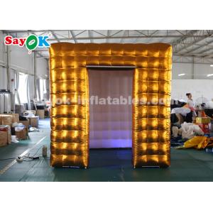 Inflatable Party Tent Golden Cube 2 Doors Inflatable Photo Booth With Air Blower For Exhibition