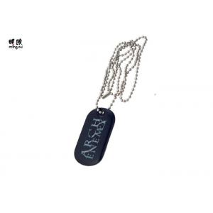 Black Metal Dog Tag Chain Oval Shape With Epoxy Surface Protection