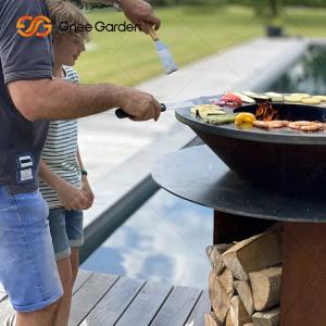 Wood Burning Corten Steel Bbq Grills for Outdoor Barbecue Party