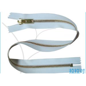 China Long Metal 8# Golden Big Teeth Zipper Close End White Tape For Garment / Textile supplier