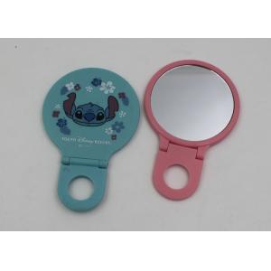 China Mini Cute Round Travel Makeup Mirrors With Folding Handle For Children supplier
