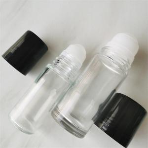 Cylinder Shape Glass Roll On Bottle With Shinny Black Cap 15ml