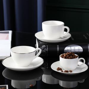 China Custom Logo Bone China Classic Cafe Coffee Cupsets White Ceramic Coffee Mug supplier