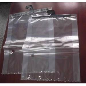 Plastic Clear Grip Seal Colthes Packaging Pouch With Hanger / Sliding Zipper