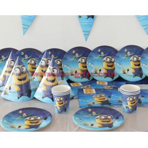 Minions Disposable Party Set Birthday Decorations Kids Boy Baby Shower Cup Plate Napkins Tablecover Tableware