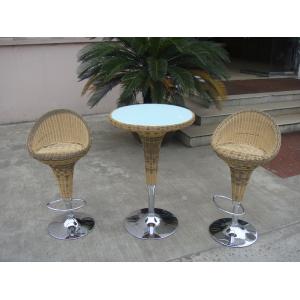 China Pool Resin Wicker Bar Set , Outdoor Garden Rattan Bar Furniture supplier