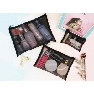 Simple small portable different capacity mesh and lace material pouch cosmetic makeup bag