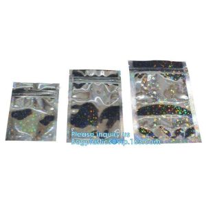 Bagease Star pack Rainbow Shiny Transparent Foil Resealable Stand Up Pouch For Earrings Packaging Cosmetic Tools Packing