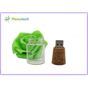 China 16GB Wooden USB Drive Creative Promotional Crystal Message Bottle Shape supplier
