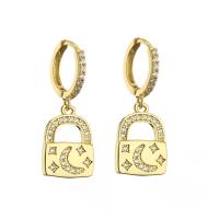 China Plated 18k Gold Jewelry Lock Key Charm Designer Inspired Earrings on sale