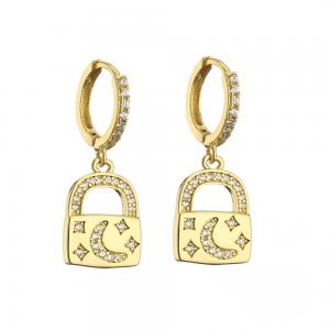 China Plated 18k Gold Jewelry Lock Key Charm Designer Inspired Earrings supplier