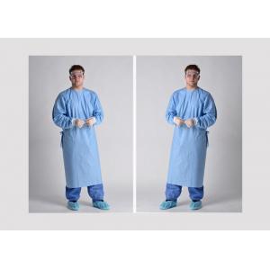 China Non Absorbent Disposable Hospital Scrubs Lab Gown With Knitted Cuff supplier
