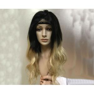 Healthy 1B Blonde Real Human Hair Ombre Wigs Dark Root To Natural Black