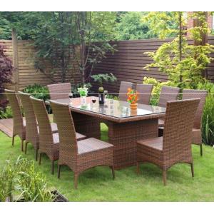 Outdoor furniture dining table and chairs 6 seats garden sets pe rattan modern dining set