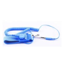 China Adjustable Blue Anti Static ESD Wrist Strap PVC With Coil Cord on sale