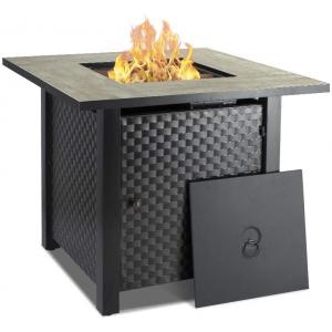 Propane Brazier Table 30'' Outdoor Square Fire Pit Table Ceramic Table Top