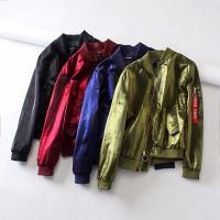 China Blank Ruffle Satin Ma1 Bomber Jacket With Pocket OEM Service Available on sale