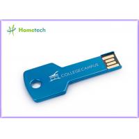 China Blue / Green Metal Key Shaped USB Flash Drive Customized Logo on sale