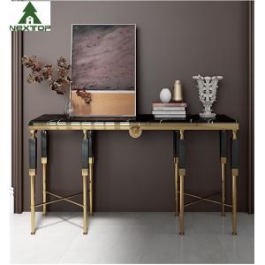 Modern Luxury Hotel Furniture Gold Stainless Steel Marble Decorative Console Entryway Table