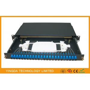 China 1U 48 Fibers 24 Port SC Duplex Black Box Fiber Optic Patch Panel Slding Drawer Type supplier