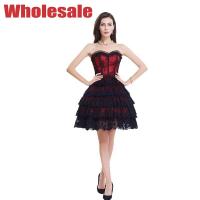 China OEM 9 Steel Boned Tight Lacing Corset Black Bustier Top Dress on sale