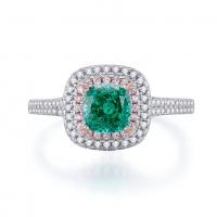 China Green Square Shape Gemstone Zircon Wedding Rings For Women on sale