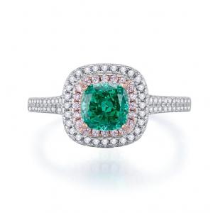 China Green Square Shape Gemstone Zircon Wedding Rings For Women supplier