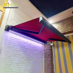 Retractable Full Cassette Electric Awning With Remote Control LED Light