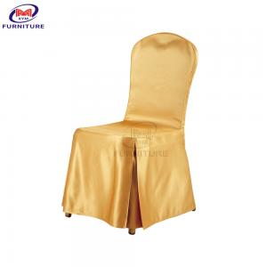 Pleated Skirt Golden Chair Cover Smooth Polyester Chair Covers And Sashes