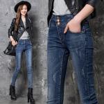 Les jeans amincissent la stabilité de couleur élastique du tissu 98%Cotton 2%Spandex de mode de jambe conception élevée de taille d'EURO taille de plus de 4 classes
