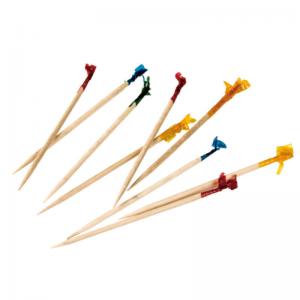 6.5 Cm Colorful Disposable Decorative Bamboo Wood Tooth Picks For Cocktail Fruit