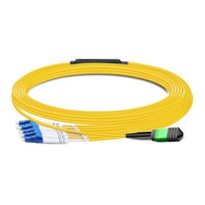 China a fêmea dos 10m (33ft) MPO 4 ao cabo frente e verso da fuga da fibra do único modo do LC UPC OS2 9/125, 8 fibras datilografa B, elite, LSZH, amarelo supplier