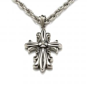 Punk style fashion necklace stainless flower cross pendant necklace