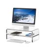 China 2 Tier Acrylic Display Stands High Clear Computer Shelf For Desk For PC Storage wholesale