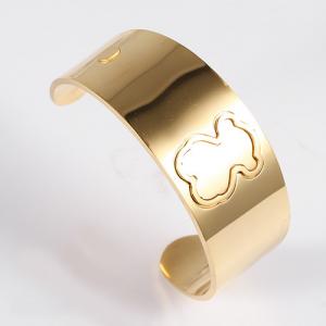 China Custom Cuff 316L Stainless Steel Bangle Bracelet OEM / ODM With Gold Plated supplier