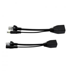 Black RJ45 with DC Jack POE splitter switch cable for IP camera