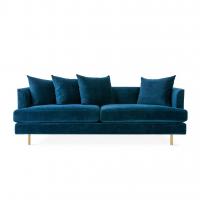 China European style modern design Blue velvet sofa with stainless steel metal base on sale