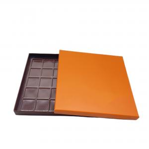 China Luxury Chocolate Packaging Orange Kraft Paper Box 25 Pcs With Plastic Inner supplier