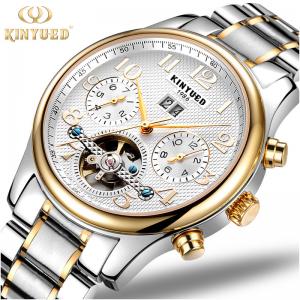 China KINYUED Skeleton Mechanical Watch Analog Display Mens Mechanical Watches supplier